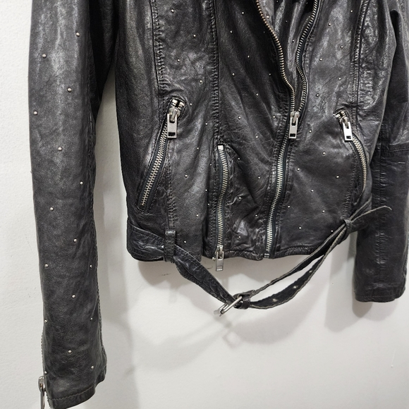 Mauritius Leather Saddy RF Studded Motorcycle Jacket in Black Women's Size M/8 - Picture 13 of 16